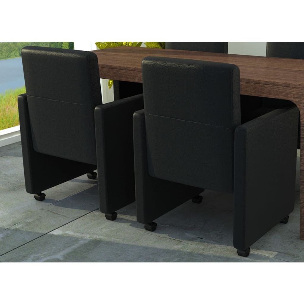 Vetonek Sillas de comedor 2 unidades cuero sintético negro