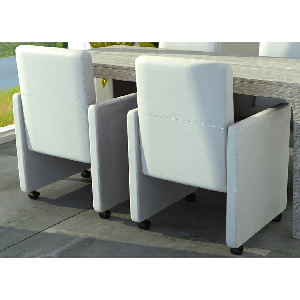 Vetonek Sillas de comedor 2 unidades cuero sintético blanco