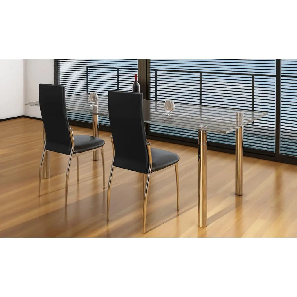 Vetonek Sillas de comedor 2 unidades cuero sintético negro