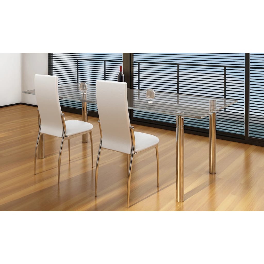 Vetonek Sillas de comedor 2 unidades cuero sintético blanco