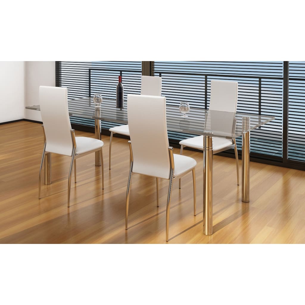 Vetonek Sillas de comedor 4 unidades cuero sintético blanco