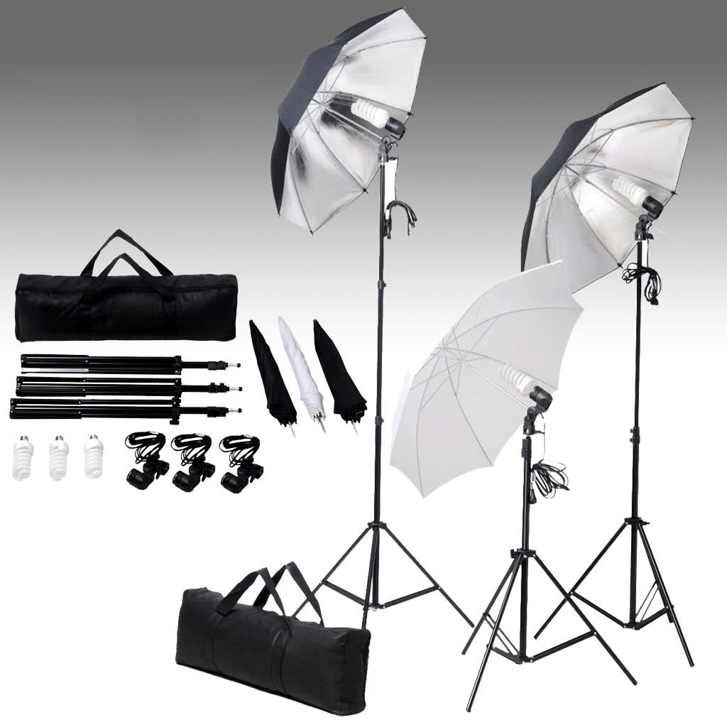 Vetonek Kit de iluminación de estudio trípodes y sombrillas 24 vatios  