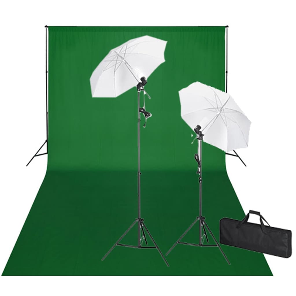 Kit de estudio fotográfico telón verde croma 600x300 y luces v1762 Vetonek