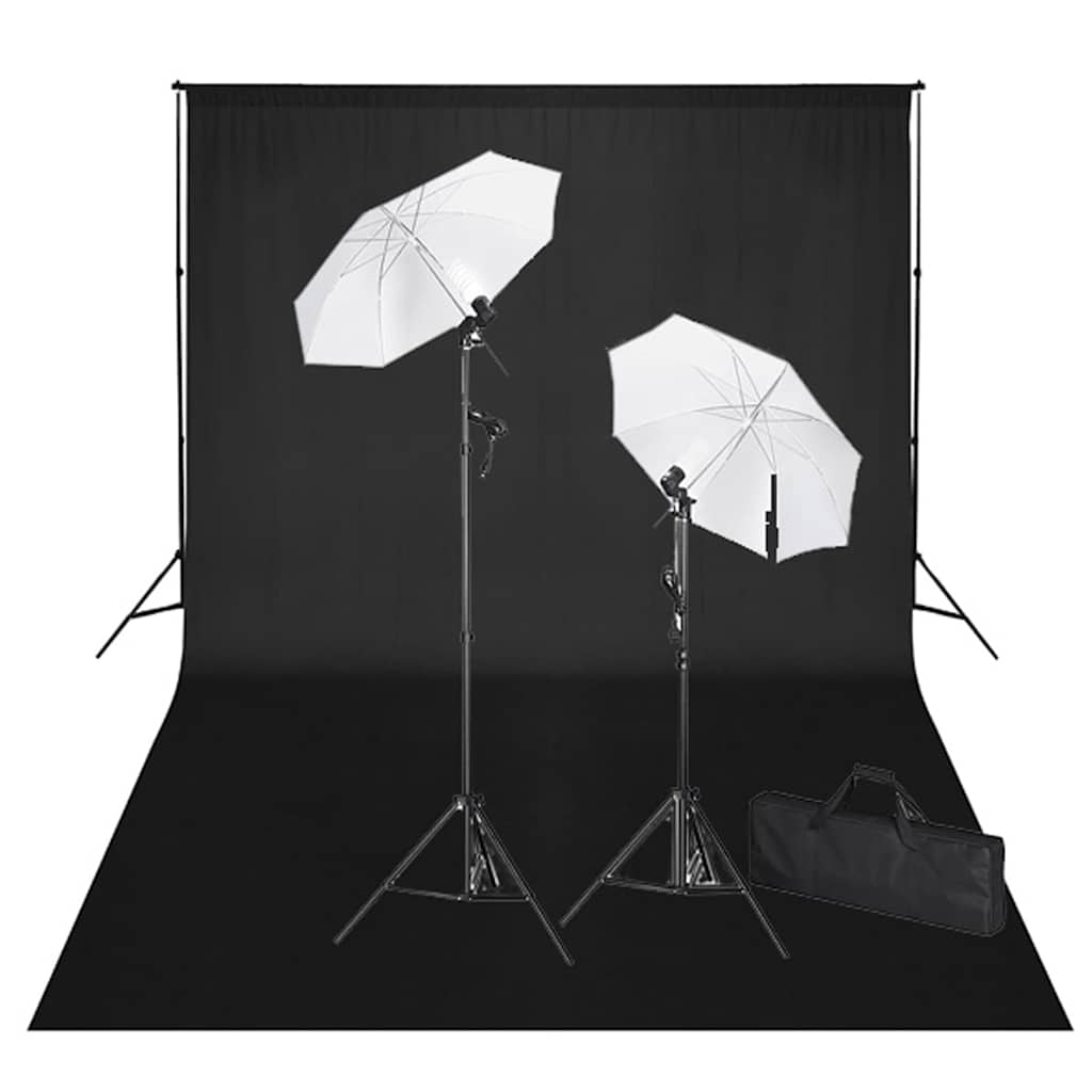 Kit de estudio fotográfico telón fondo negro 600x300 cm y luces v1779 Vetonek