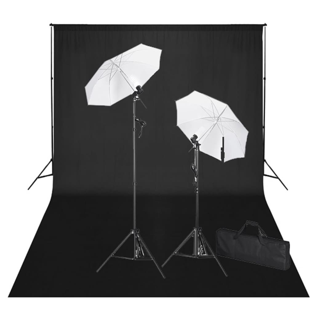 Vetonek Kit de estudio fotográfico telón fondo negro 600x300 cm y luces 