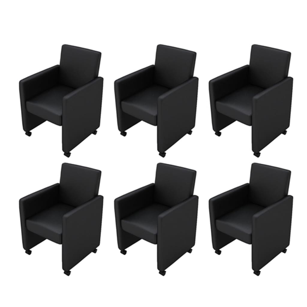  Vetonek Sillas de comedor 6 unidades cuero sintético negro