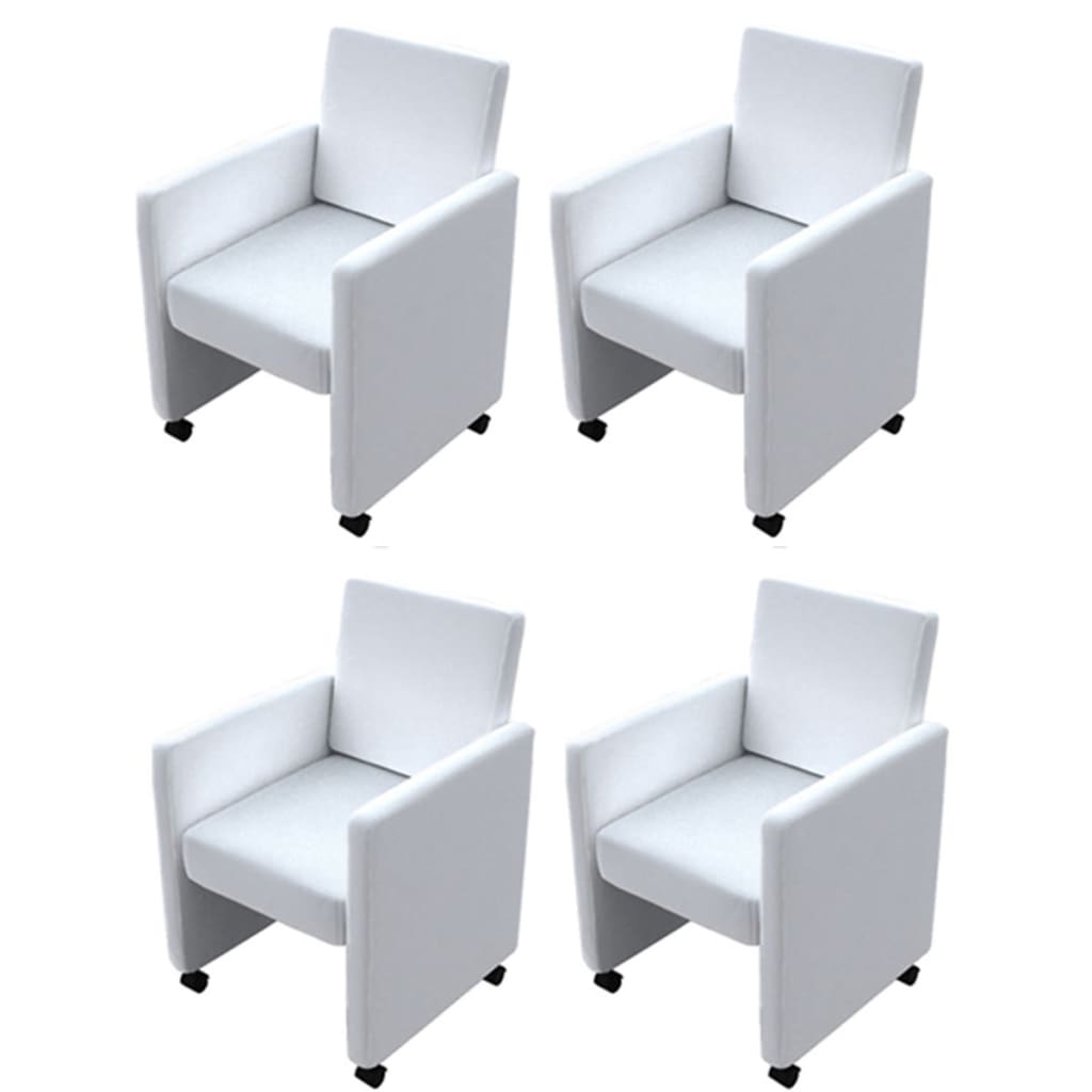  Vetonek Sillas de comedor 4 unidades cuero sintético blanco