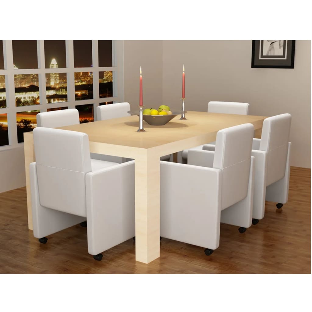  Vetonek Sillas de comedor 6 uds cuero sintético blanco