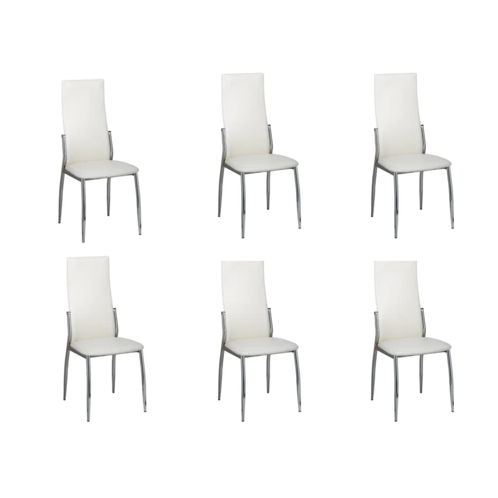  Vetonek Sillas de comedor 6 uds cuero sintético blanco