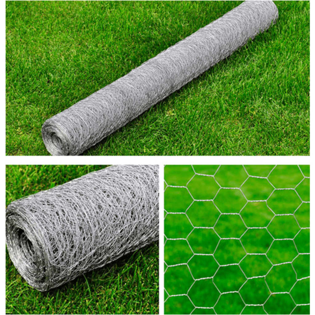 Malla de alambre hexagonal acero galvanizado plateado 1x25 m vidaXL