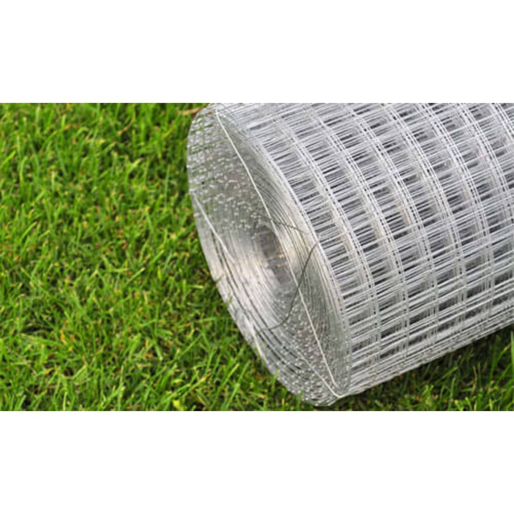 Malla de alambre cuadrada acero galvanizado plateado 1x25 m