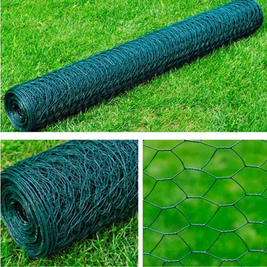 Vetonek Malla de alambre hexagonal acero verde oscuro 1x25 m