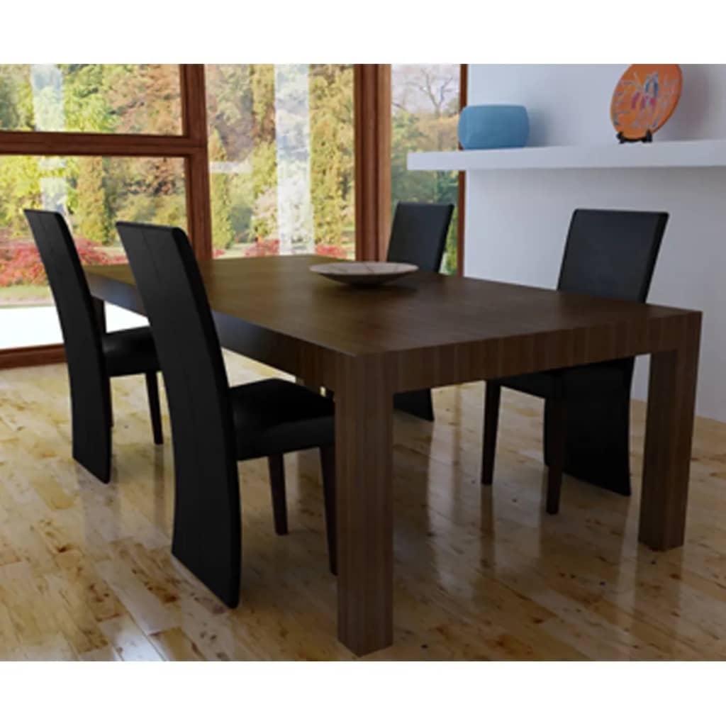 Vetonek Sillas de comedor 4 unidades cuero sintético negro