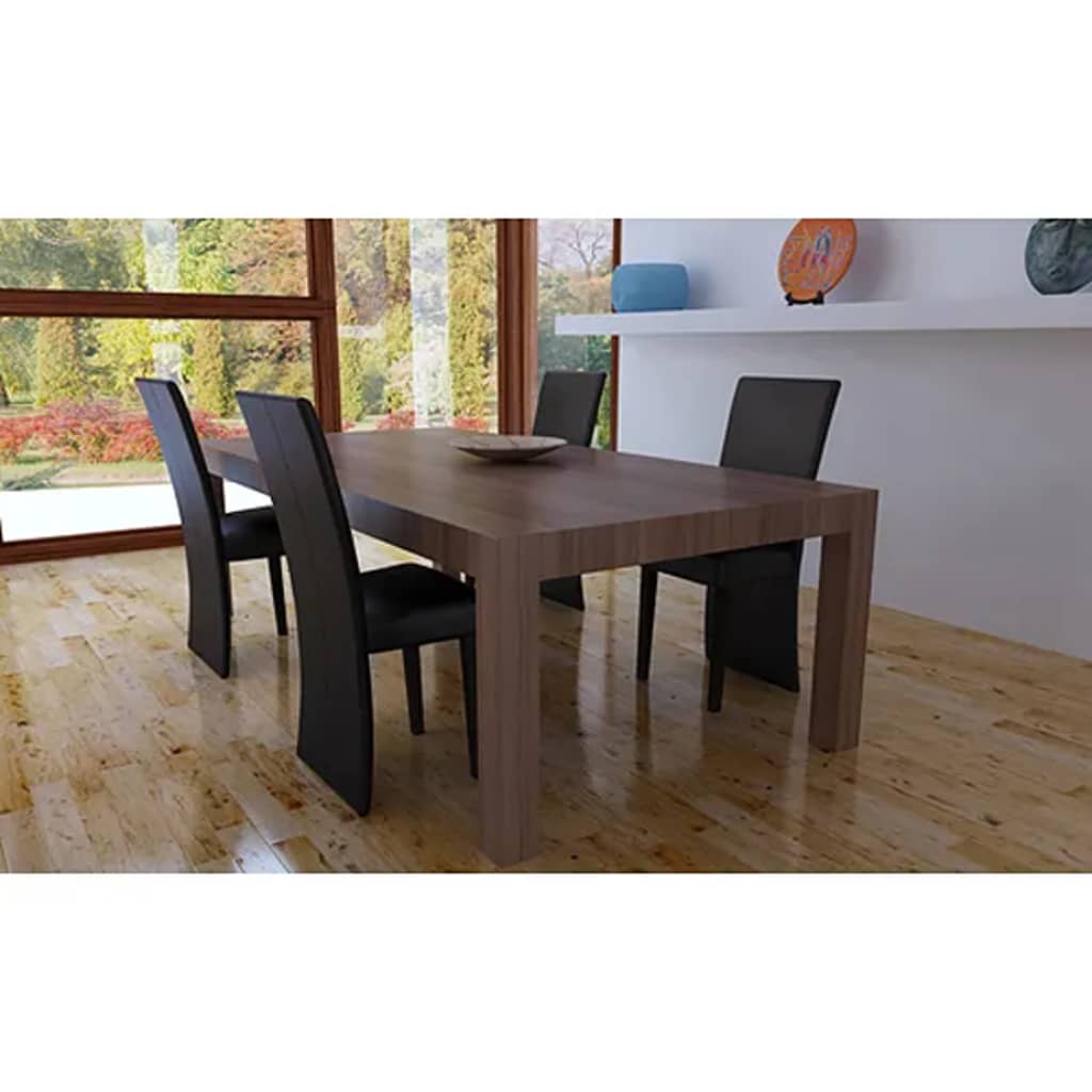 Vetonek Sillas de comedor 4 unidades cuero sintético marrón oscuro