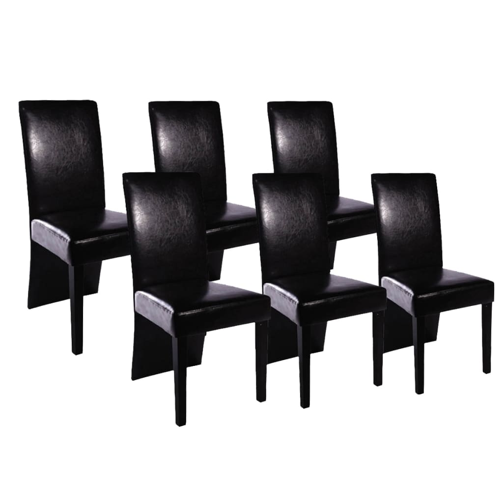 Vetonek Sillas de comedor 6 unidades cuero artificial negro 