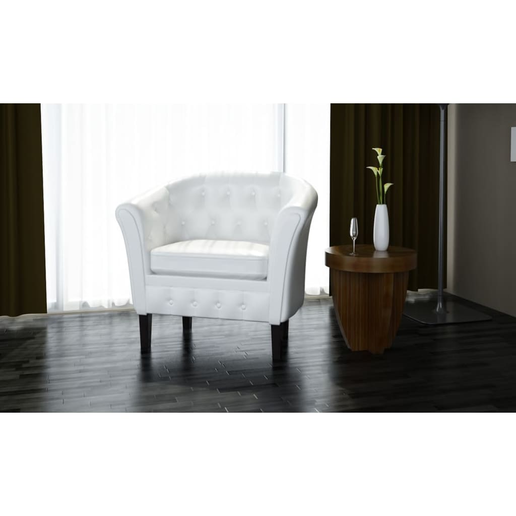 Vetonek Sillón con diseño de cubo cuero sintético blanco