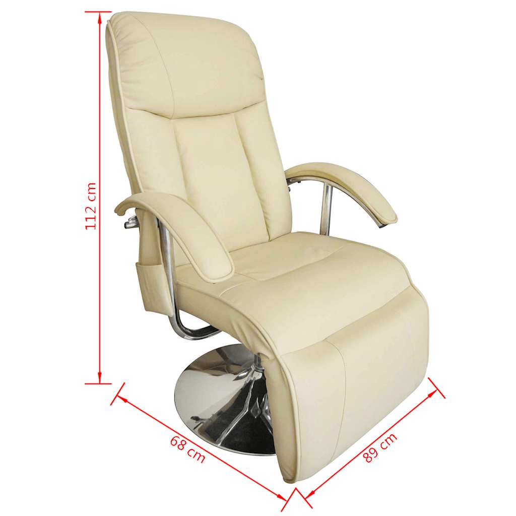 Sillón de masaje de cuero sintético blanco crema - Vetonek