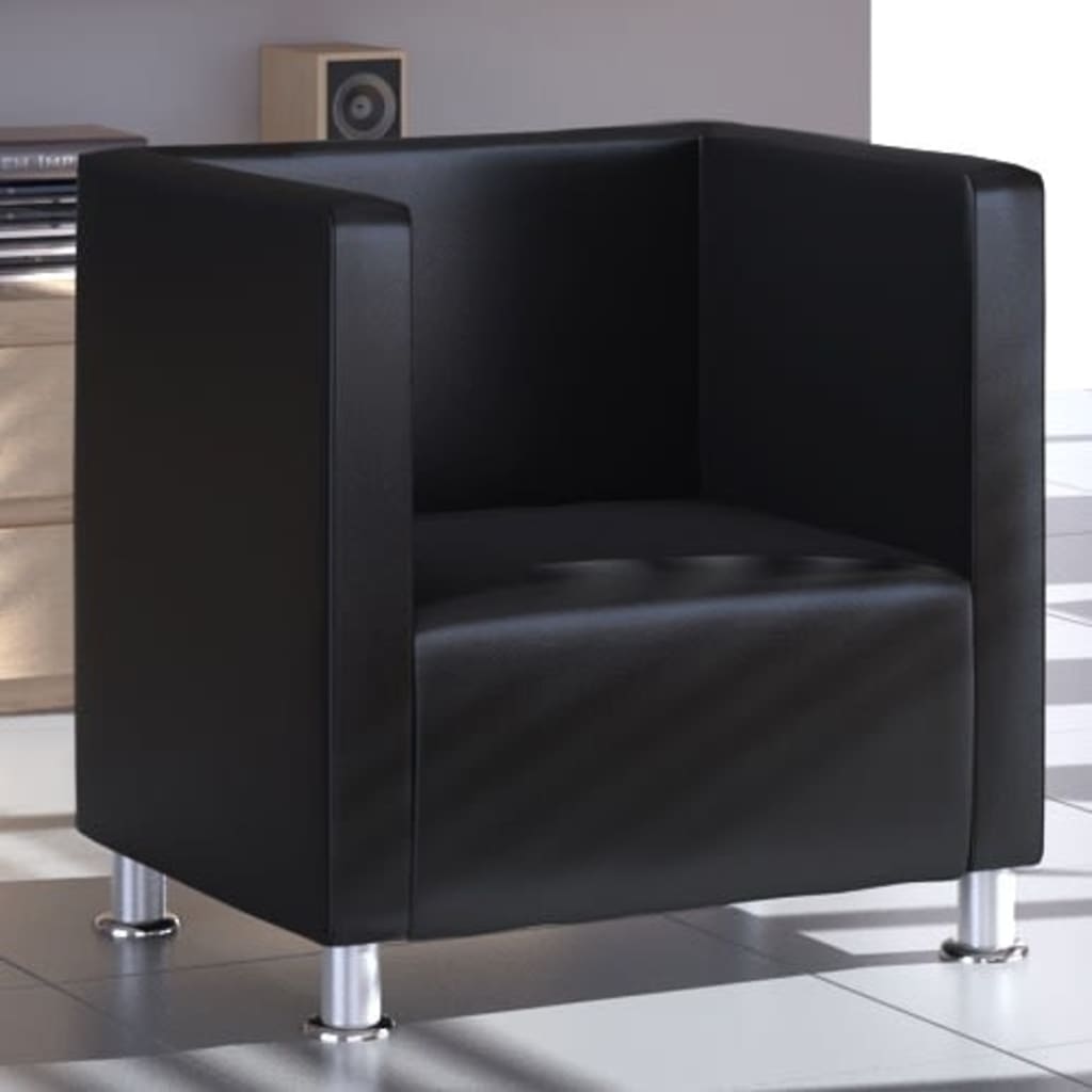 Vetonek Sillón de cuero sintético negro