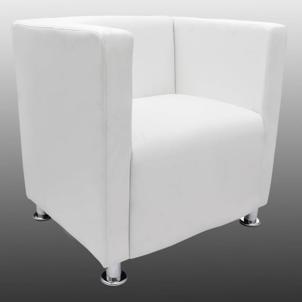 White synthetic leather armchair