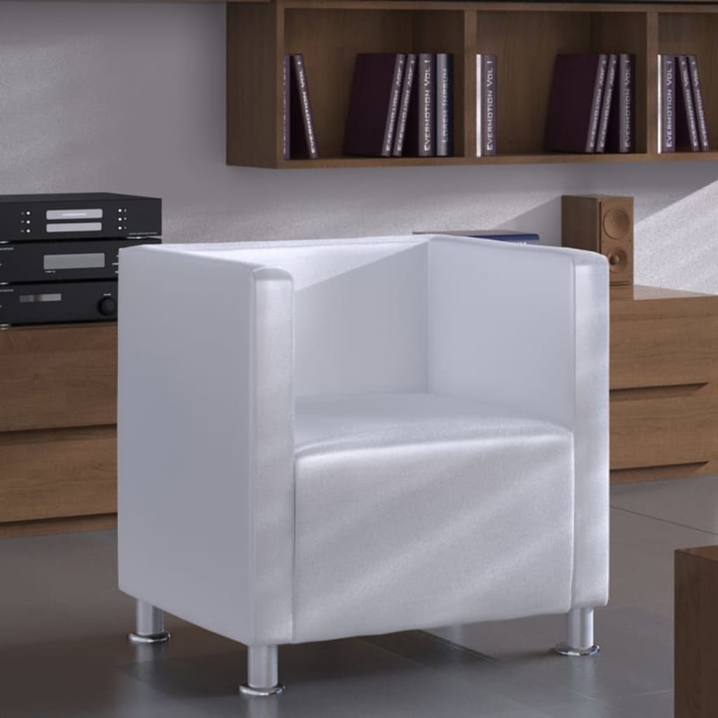 Vetonek Sillón de cuero sintético blanco