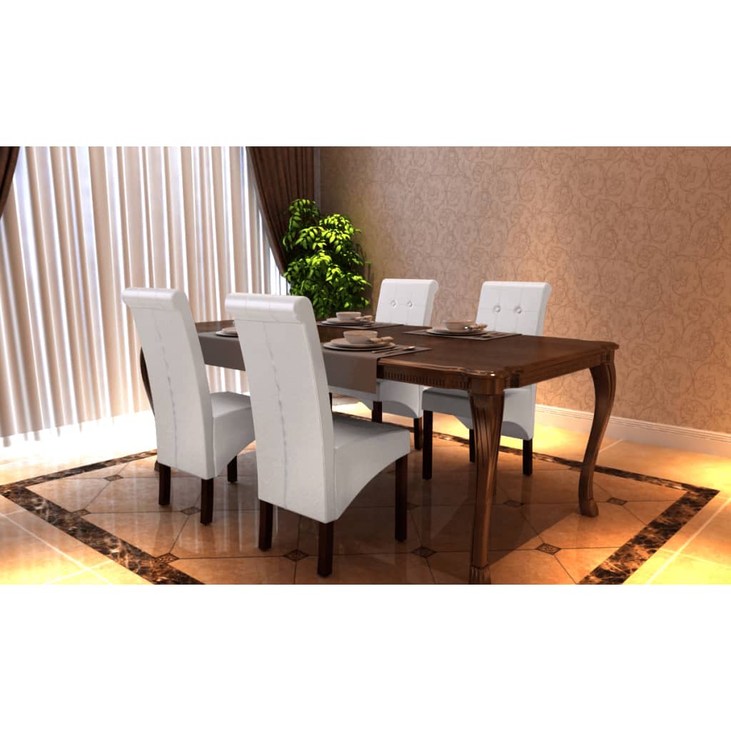 Sillas de comedor 4 unidades cuero sintético blanco vidaXL