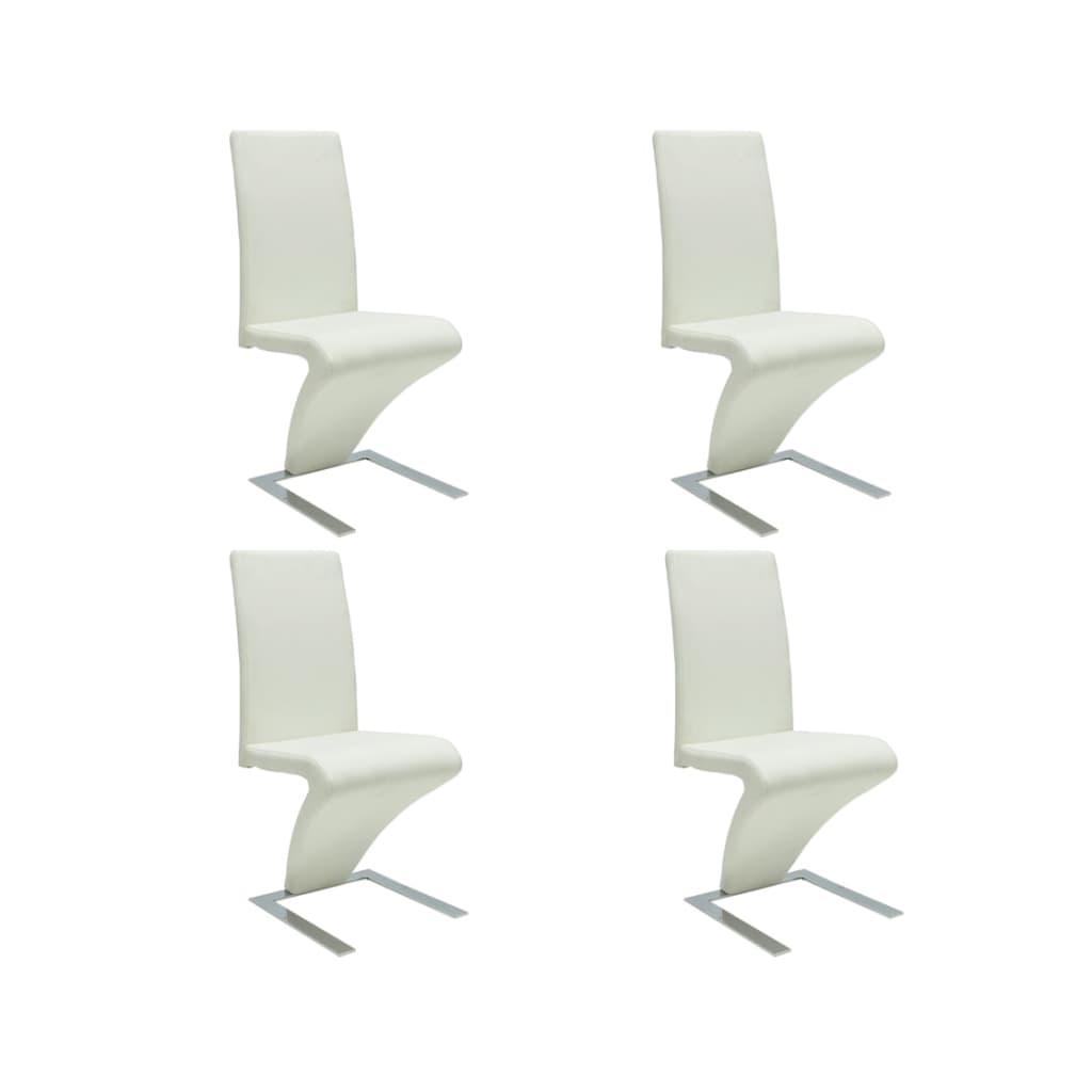 Vetonek Sillas de comedor 4 unidades cuero sintético blanco