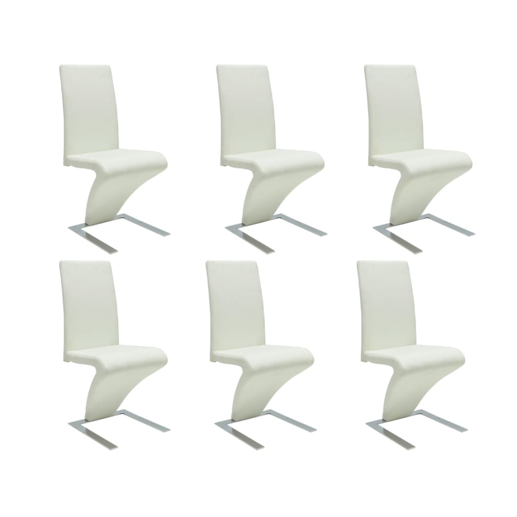 Vetonek Sillas de comedor 6 unidades cuero sintético blanco