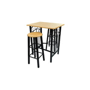 Vetonek Set mesa de desayuno/comedor madera marrón con acero negro