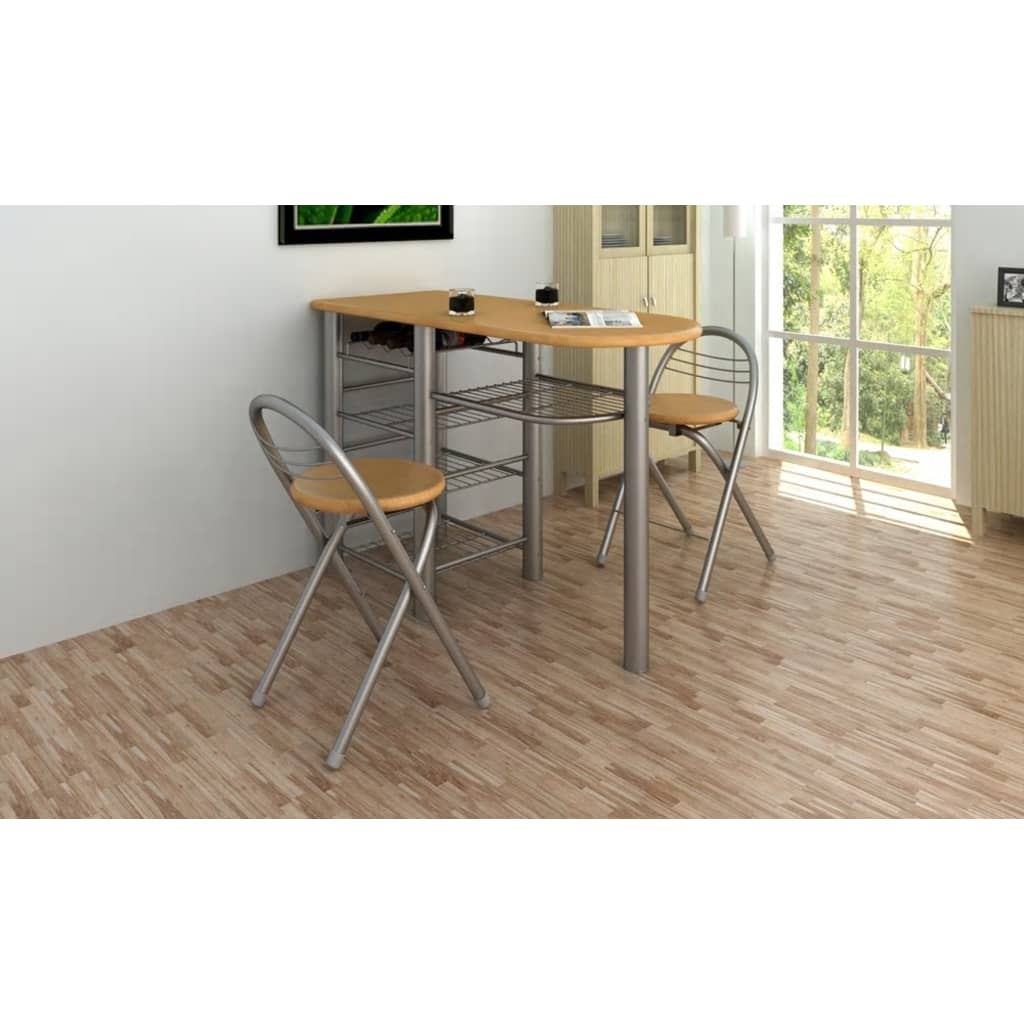 Vetonek Mesa alta de cocina con taburetes madera 