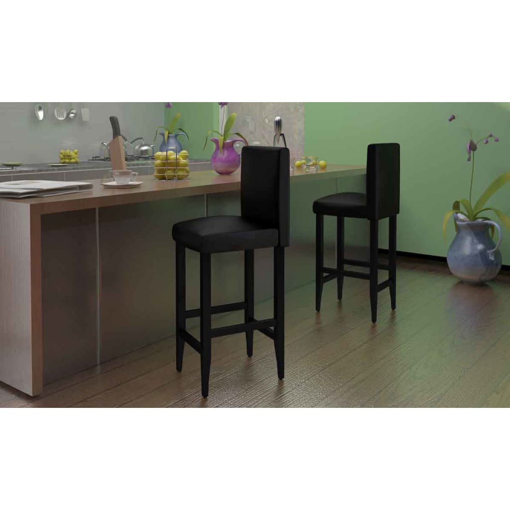 Vetonek Taburetes de cocina 4 unidades cuero artificial negro