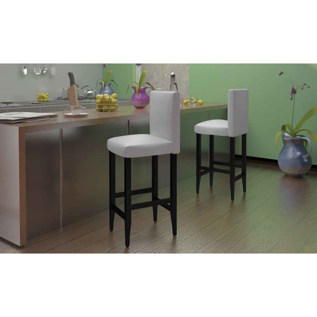 Vetonek Taburetes de cocina 4 unidades cuero artificial blanco