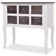 Mueble consola con 6 cajones madera marrón y blanco v6642 - Vetonek