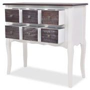Mueble consola con 6 cajones madera marrón y blanco v6642 - Vetonek
