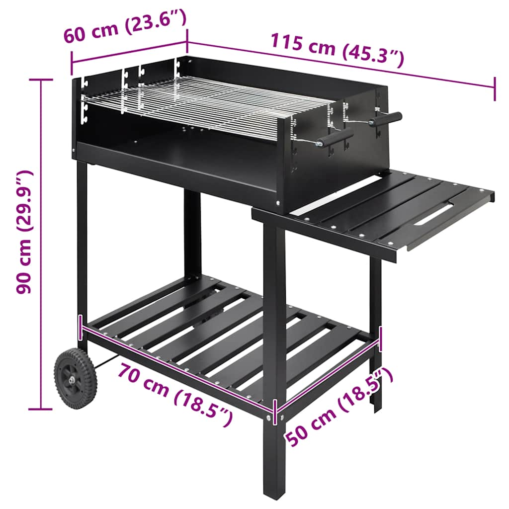 Support de barbecue au charbon avec 2 roues