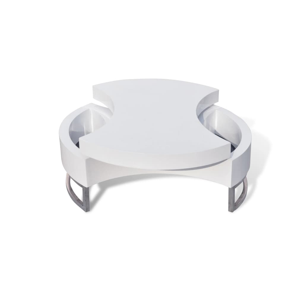 Mesa de centro de forma ajustable blanco brillante