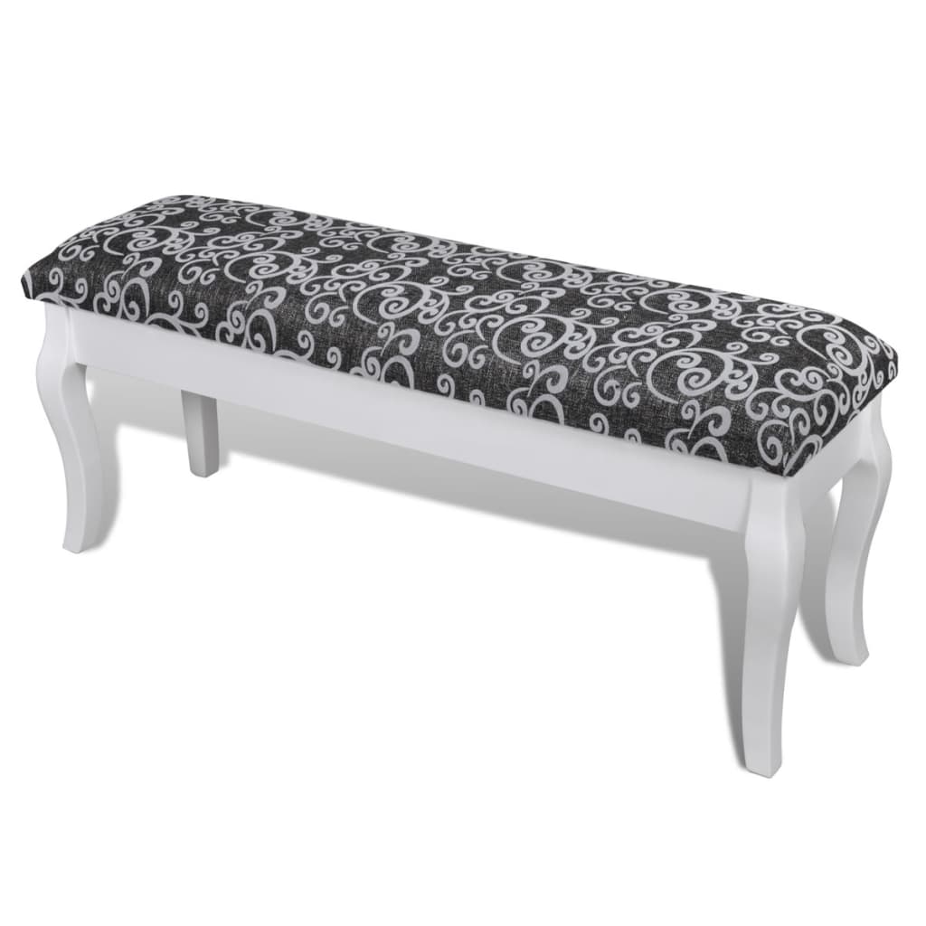 Acolchada Hocker para Tocador de 2 Asientos Negro 110 cm