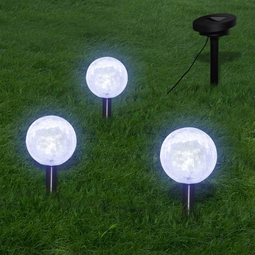 Vetonek Lámparas de bola jardín LED  anclajes y paneles solares 3 uds