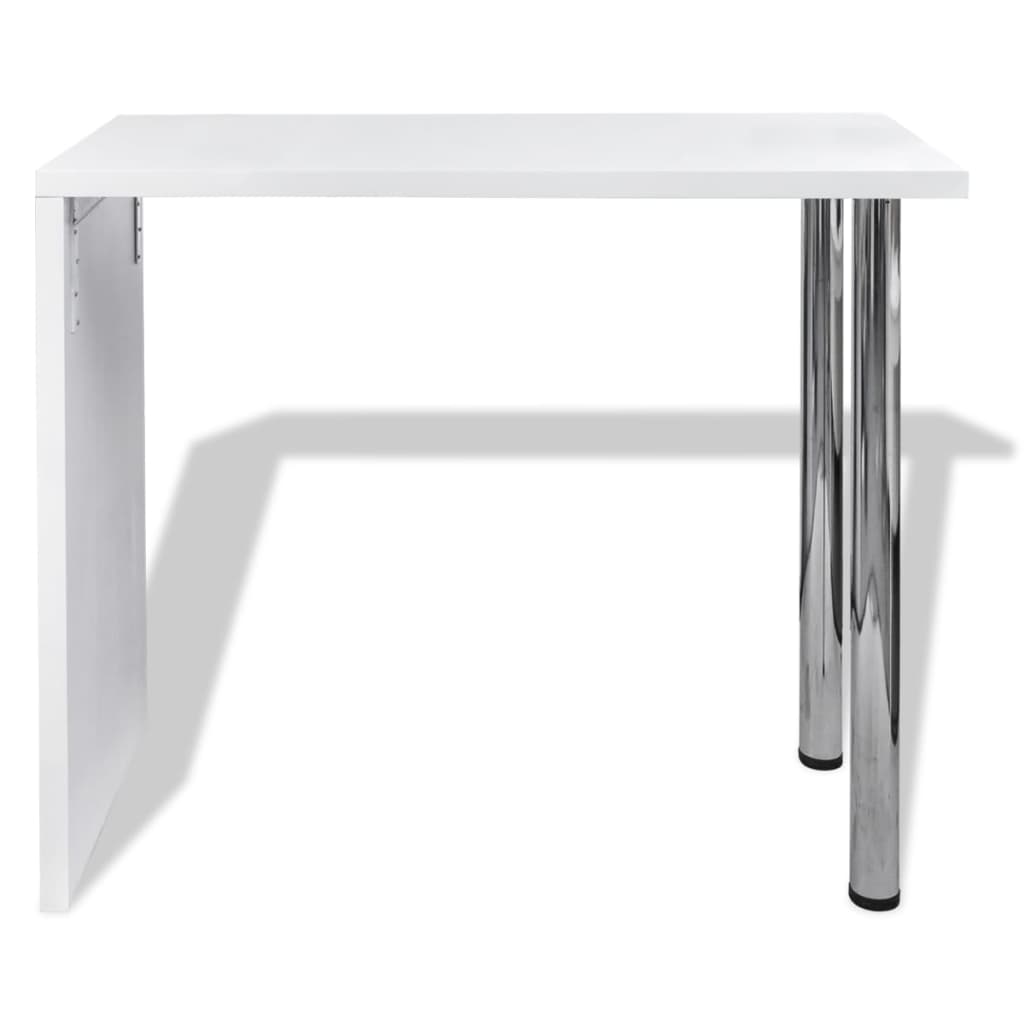 Mesa alta de cocina con 2 patas de acero MDF blanco brillo