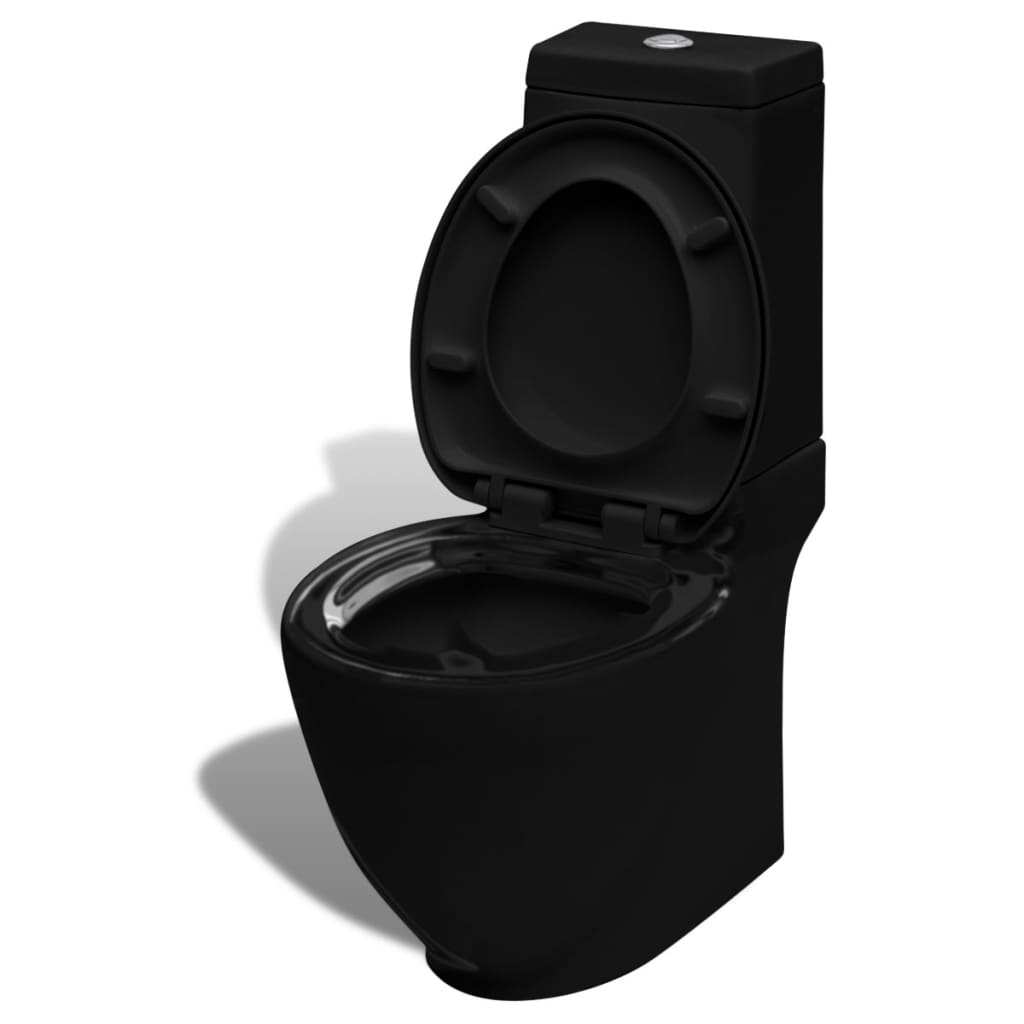 Juego de váter WC y bidé de cerámica negro vidaXL