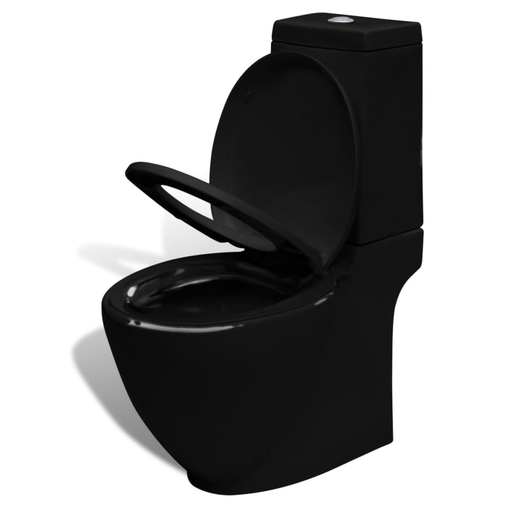 Juego de váter WC y bidé de cerámica negro vidaXL