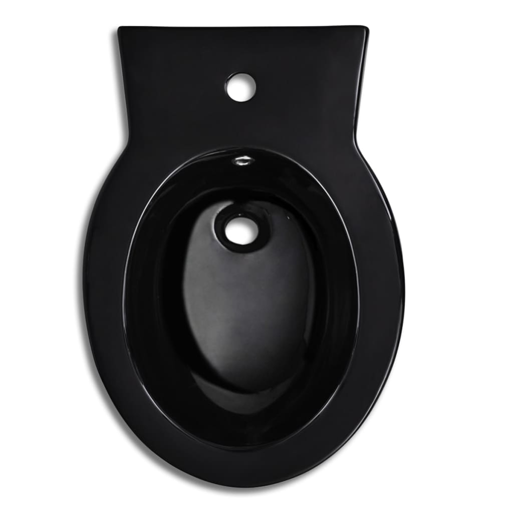 Juego de váter WC y bidé de cerámica negro vidaXL