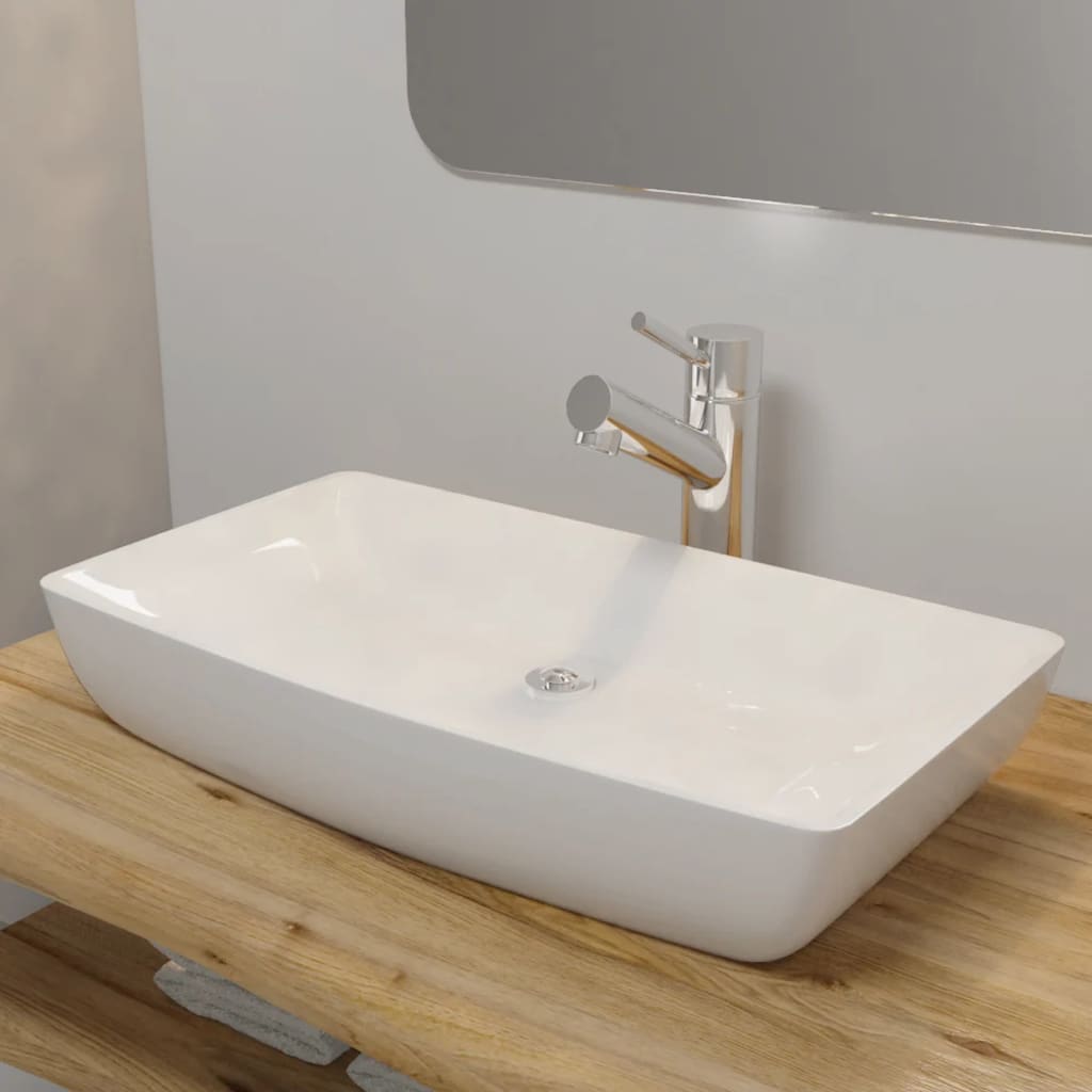 Vetonek Lavabo lujoso rectangular ceráminca blanco 71x39 cm