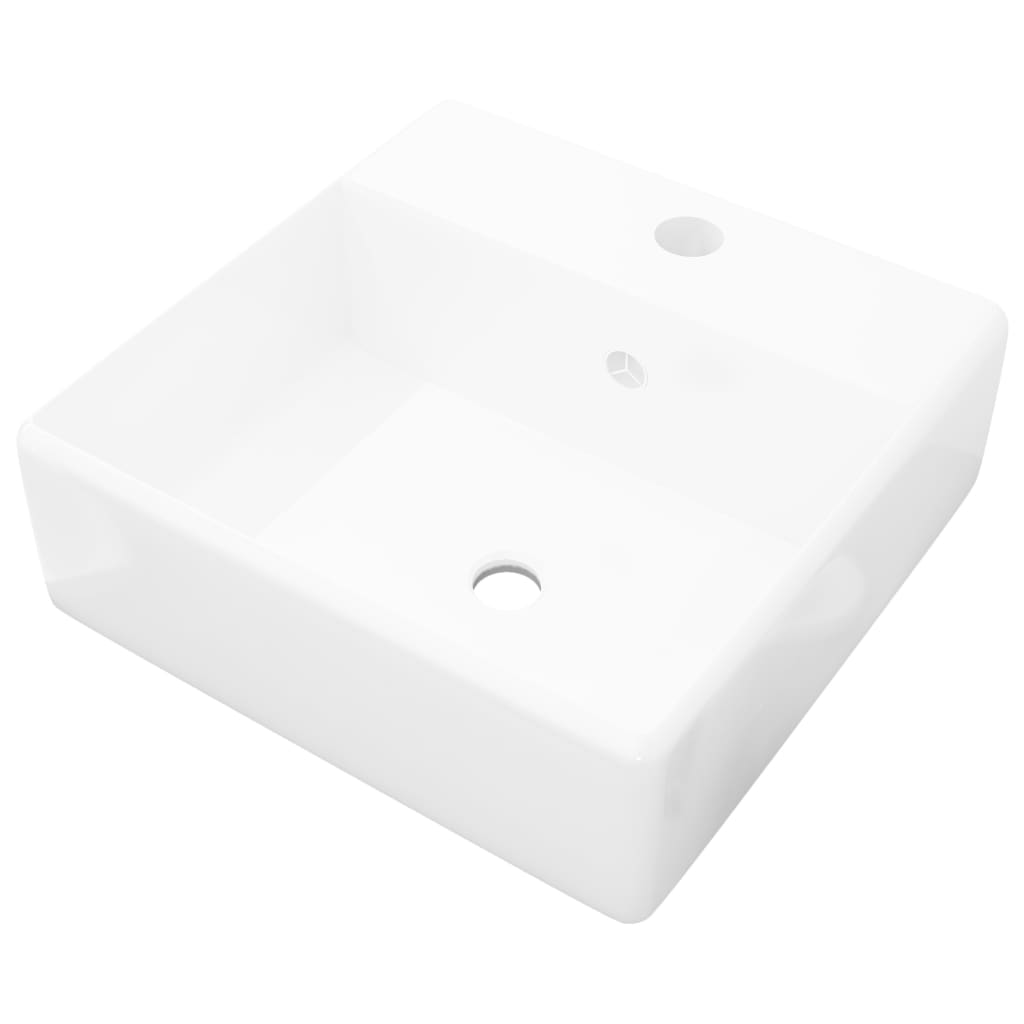 Lavabo lujoso cuadrado cerámica orificio de grifo 41x41 cm vidaXL