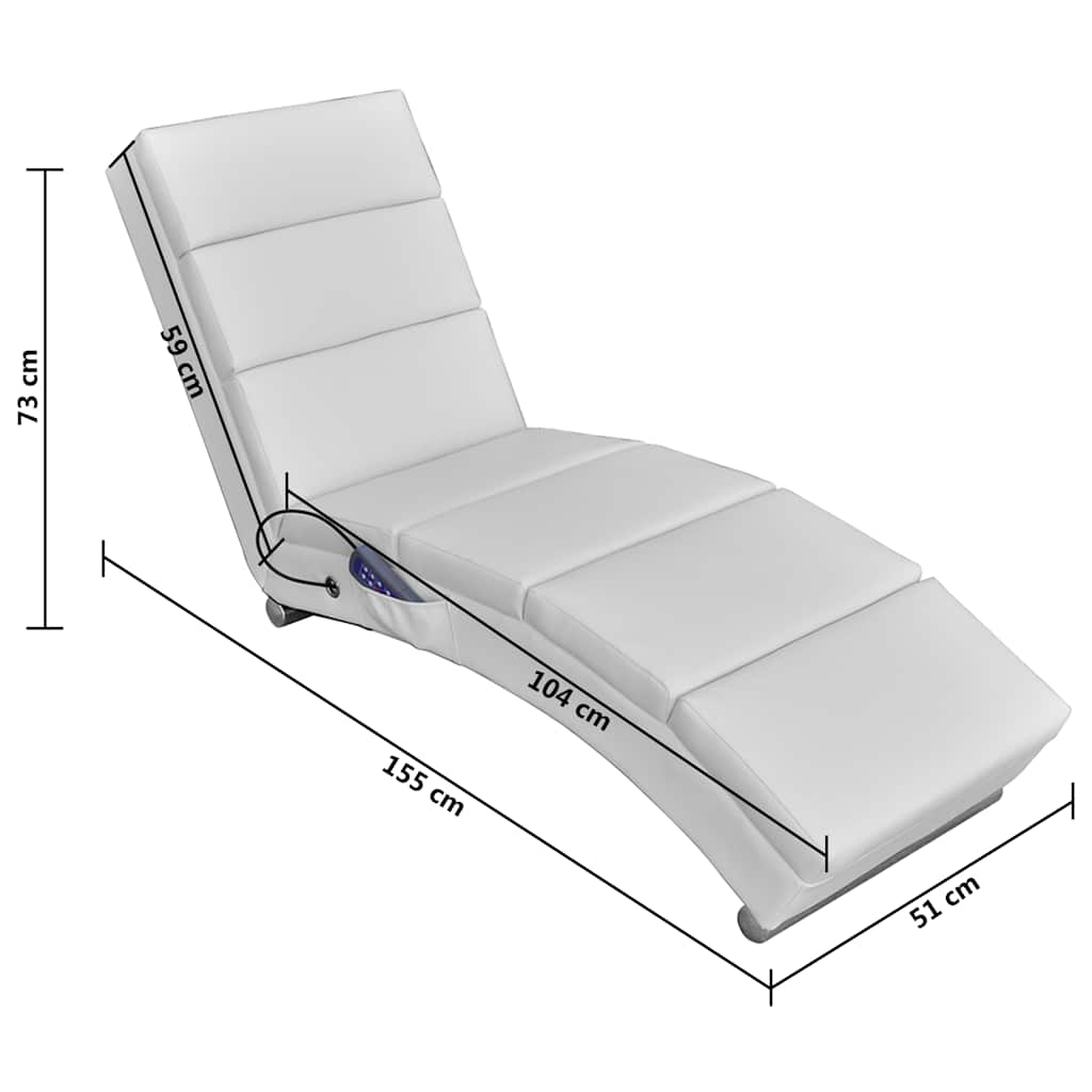 Tumbona de masaje reclinable de cuero sintético blanco