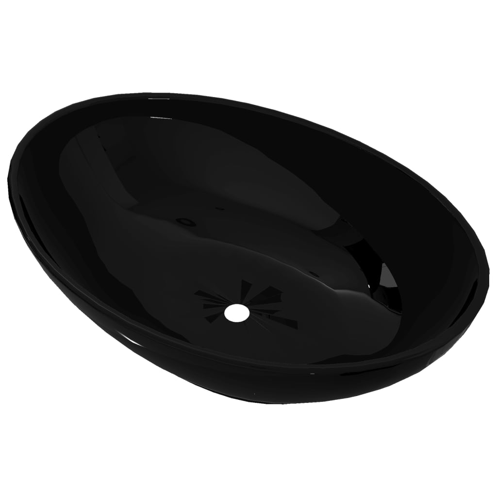 Lavabo ovalado de cerámica negro 40x33 cm - Vetonek