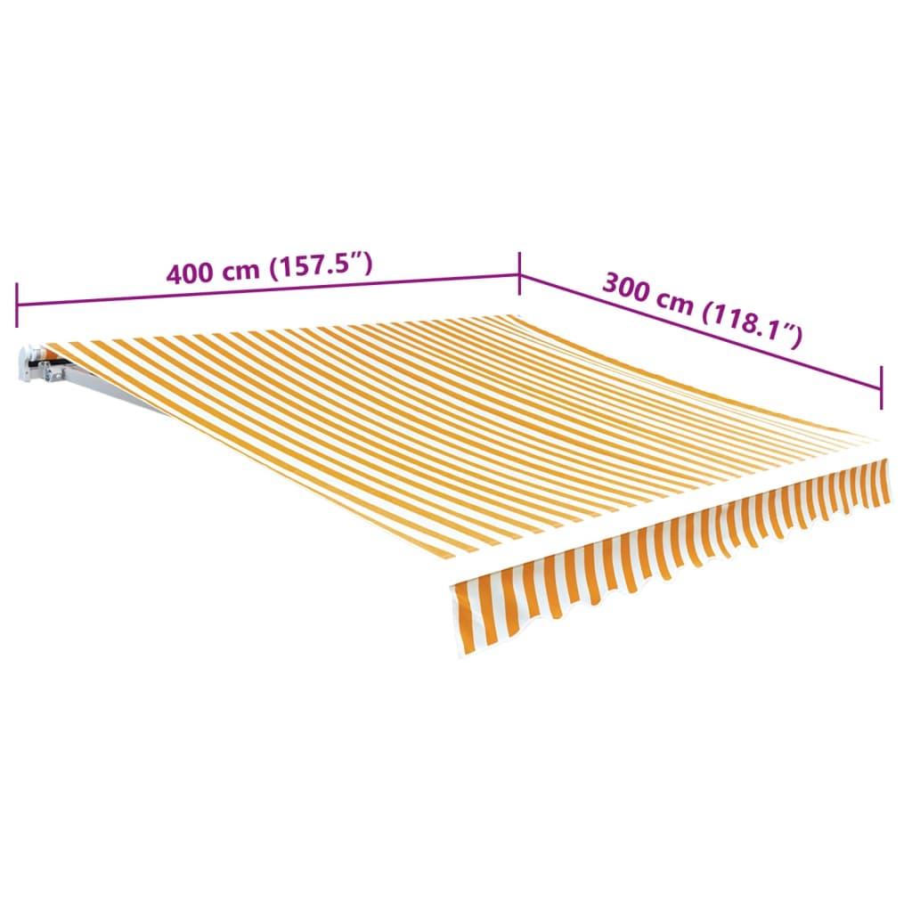 Toldo de lona amarillo y blanco 4x3 m (sin estructura) vidaXL