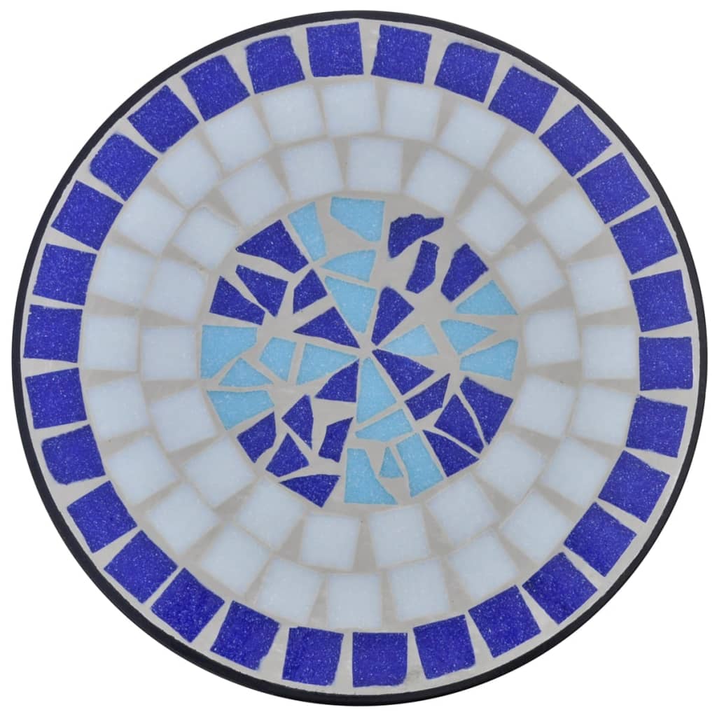 Mesa auxiliar para plantas mosaico azul y blanco