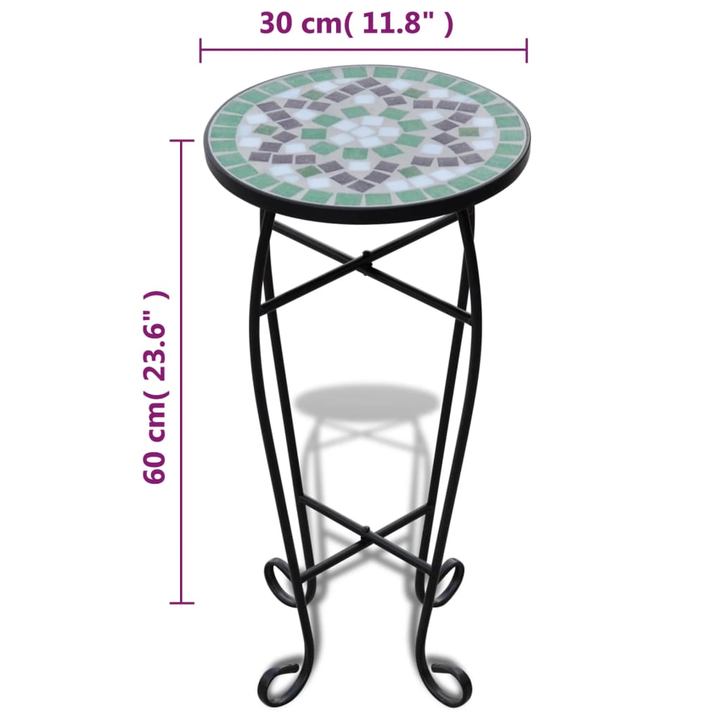 Mosaic auxiliary table for green and white plants