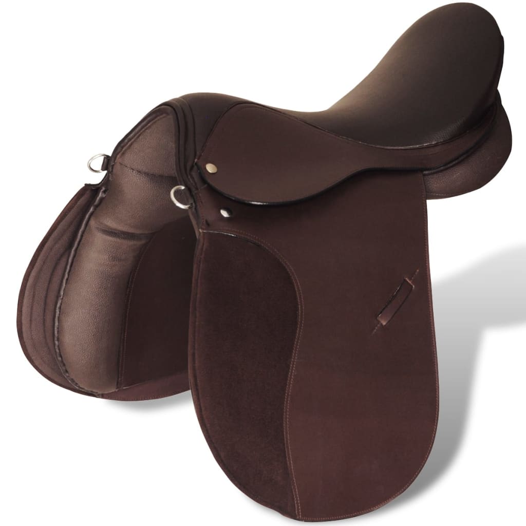 Conjunt de muntatge de cavalls de 16 "i cuir marró de 14 cm, 5 en 1