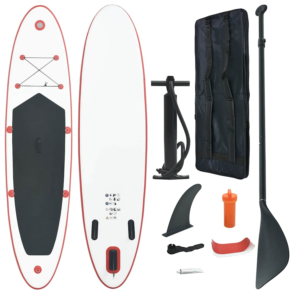 Vetonek Set de paddel surf tabla SUP inflable rojo y blanco 